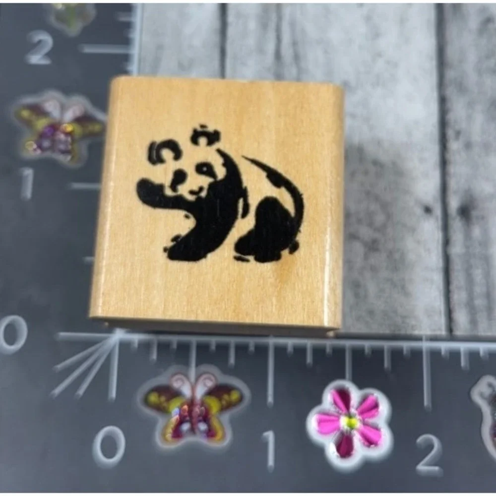 Anita's Panda Silhouette Wild Animal Rubber Stamp #Q110